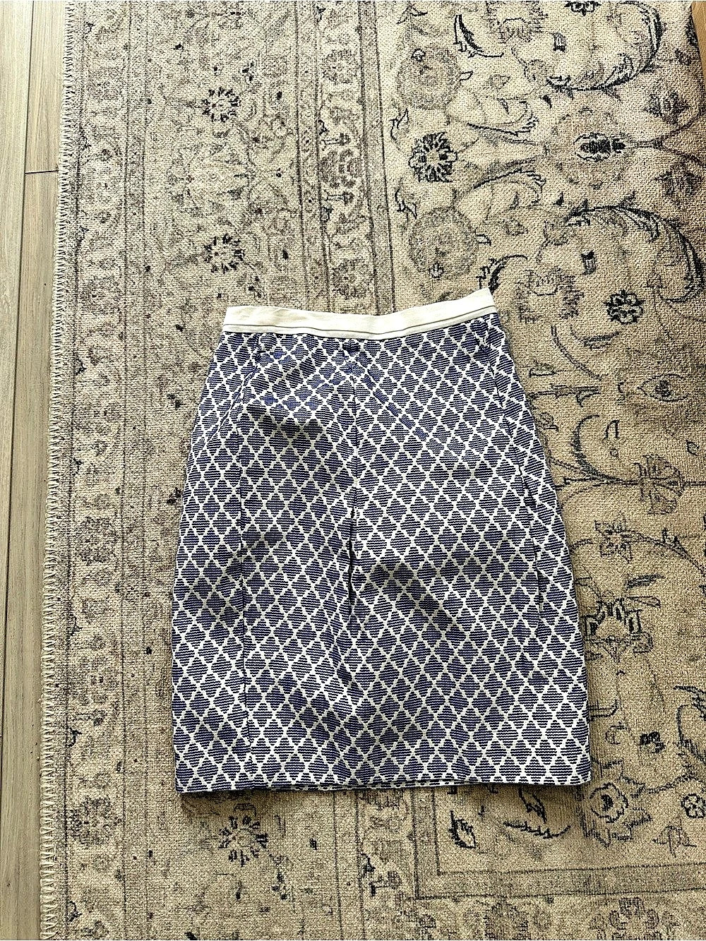 Tory Burch Geometric Pencil Skirt in Blue & White Like New